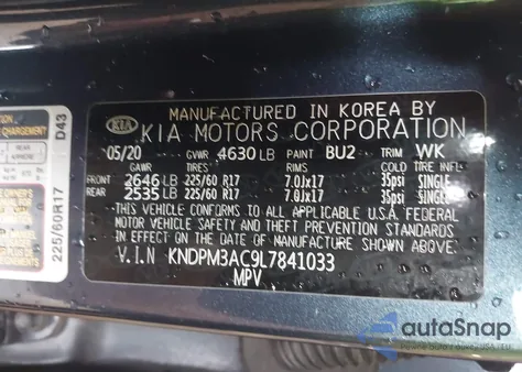 2020 Kia Sportage Lx из США, поврежденный, VIN KNDPM3AC9L7841033